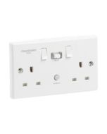 Powerbreaker RCD Twin Switched Socket 10mA White