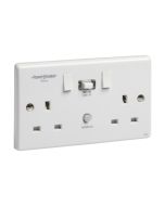 Powerbreaker RCD Twin Switched Socket Passive 30mA White