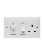 Hager WMCC50 Sollysta 45A DP Cooker Control Unit White c/w 13A Switched Socket