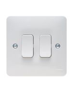 Hager WMPS262 Sollysta Plate Switch 2 Gang Way & Intermediate Wall 10AX White