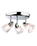 Firstlight 3748CH Echo 3xG9 IP44 Ceiling Light c/w Clear Ribbed Glass Shade 25W 300x170mm Chrome