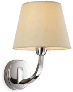 Firstlight 2319PST Fairmont E14 c/w Cream Linen Shade Wall Light 40W Polished Stainless Steel