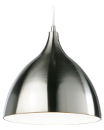 Firstlight 3337BSWH Cafe White Shade E27 Pendant 60W Brushed Steel
