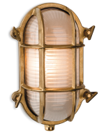 Firstlight 3433BR Nautic E27 Flush c/w Frosted Glass Bulkhead IP64 42W 200mm Solid Brass