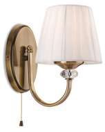 Firstlight 4861AB Langham 1 Light E14 Switched Wall c/w Pleated Cream Shade 1x40W 250x215x160mm Antique Brass