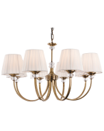 Firstlight 4864AB Langham 8 Light E14 Ceiling Fitting c/w Pleated Cream Shades 8x40W 730x450mm Antique Brass