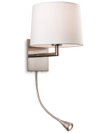 Firstlight 4936BS Grand Dbl Lgt w/o 60W E27 c/w Crm Wall Light Shade & 1W LED Reading 530x270x215mm Brushed Steel