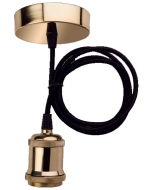 Firstlight 7681BR Ohio Kit E27 c/w Blk Fabric Cord Pendant 60W Brass