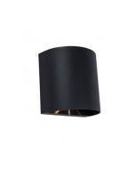 Lutec 5104006012 Gemini Beams Round IP54 Integrated LED Wall Light Black 400lm 3000K