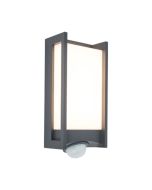 Lutec 5193002118 Qubo PIR IP54 Integrated LED Wall Light Dark Grey 800lm 3000K