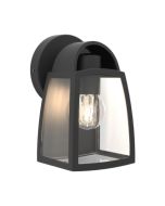 Lutec 5273702012 Kelsey IP44 E27 Wall Light Black With Clear Glass