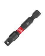 Milwaukee Shockwave Socket Adaptor Impact Duty 1/4in Hex Sq 50mm