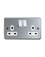 MK K2946ALM Metalclad Plus 2 Gang Switched DP Surface Socket 13A Aluminium