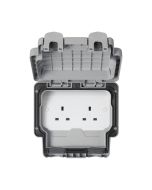MK K56481GRY Masterseal Plus Socket 2 Gang Unswitched IP66 13A Grey