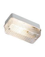 Knightsbridge BH22BC B22 Security Bulkhead Aluminium c/w Clear Prismatic Diffuser
