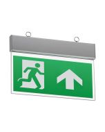 Knightsbridge EMSWING 4W LED Emer Exit Sign 3hrNM IP20 6K Ceiling Mount c/w 1.5m Susp Kit & Up Legend