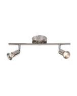 Knightsbridge NSPGU2BC GU10 Twin Bar Spotlight 90x360mm Brushed Chrome 