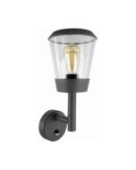 Ovia EDEN 15W Max. E27 Circular Wall Lantern With Clear Lens & PIR - Grey