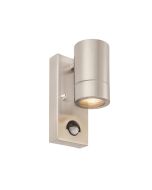 Saxby 75431 Palin GU10 Fixed Wall Light IP44 Brushed Stainless Steel c/w PIR Sensor