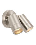 Saxby 75449 Palin GU10 Adjustable Twin Wall Light IP44 Brushed Stainless