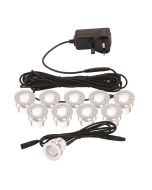 Saxby 75530 Kios 2 30mm LED Decking Light Kit 10xLED 6500K IP44 Polished Stainless Steel