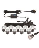 Saxby 76616 IkonPRO 35mm Decking Light Kit 10x6.5K/Blue IP67 Polished Stainless Steel