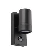 Saxby 81010 Icarus GU10 Single Wall Light IP44 Black c/w PIR Sensor