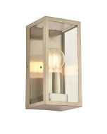 Saxby 90960 Breton E27 Flush Wall Lantern IP44 Brushed Stainless Steel/Clear Glass