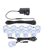 Saxby 94422 Kios 2 30mm LED Decking Light Kit 10xBlueLED IP44 Stainless Steel
