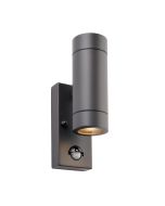 Saxby 94793 Palin GU10 Up/Down Wall Light IP44 PIR Sensor Anthracite/Clear