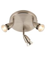 Saxby G2523413 Amalfi Spotlight Ceiling Plate Adjustable c/w GU10 IP20 3x50W 240V Satin Nickel