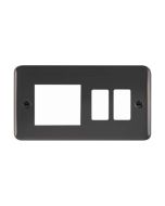 Click Deco Plus DPBN31102 2 Gang GridPro With Twin New Media Aperture Combination Plate Black Nickel