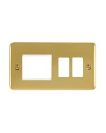 Click Deco Plus DPBR31102 2 Gang GridPro With Twin New Media Aperture Combination Plate Polished Brass