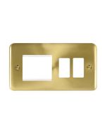 Click Deco Plus DPSB31102 2 Gang GridPro With Twin New Media Aperture Combination Plate Satin Brass
