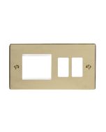 Click Deco VPBR31102 2 Gang GridPro With Twin New Media Aperture Combination Plate Brass