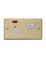 Click Deco VPBR655WH 13A 1 Gang DP Key Lockable Switched Socket With Neon (Double Plate) Brass