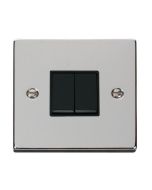 Click Deco VPCH012BK 10AX 2 Gang 2 Way Plate Switch Chrome
