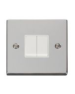 Click Deco VPCH012WH 10AX 2 Gang 2 Way Plate Switch Chrome