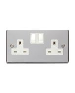 Click Deco VPCH036WH 13A 2 Gang DP Switched Socket Outlet Chrome