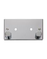Click Deco VPCH186 2 Gang Unfurnished Dimmer Plate & Knobs (1630W Max) - 2 Apertures Chrome