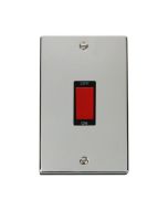 Click Deco VPCH202BK 45A 2 Gang (Vertical) DP Plate Switch Chrome
