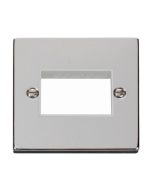 Click Deco VPCH403WH 1 Gang MiniGrid Unfurnished Plate - 3 Apertures Chrome
