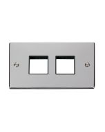 Click Deco VPCH404BK 2 Gang MiniGrid Unfurnished Plate - 2 x 2 Apertures Chrome
