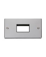 Click Deco VPCH432BK 2 Gang MiniGrid Unfurnished Plate - 3 Apertures Chrome