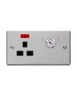 Click Deco VPCH655BK 13A 1 Gang DP Key Lockable Switched Socket With Neon (Double Plate) Chrome