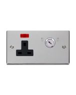 Click Deco VPCH675BK 13A 1 Gang DP Key Lockable Switched Socket With Neon (Double Plate) Chrome