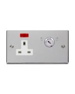 Click Deco VPCH675WH 13A 1 Gang DP Key Lockable Switched Socket With Neon (Double Plate) Chrome