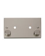 Click Deco VPPN186 2 Gang Unfurnished Dimmer Plate & Knobs (1630W Max) - 2 Apertures Pearl Nickel