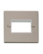 Click Deco VPPN403WH 1 Gang MiniGrid Unfurnished Plate - 3 Apertures Pearl Nickel