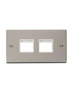 Click Deco VPPN404WH 2 Gang MiniGrid Unfurnished Plate - 2 x 2 Apertures Pearl Nickel
